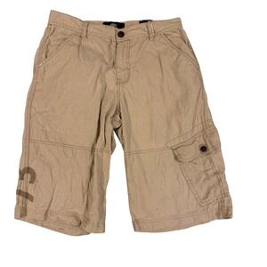 Timberland Boys Khaki Linen Cotton Cargo Shorts Size 16 TB0162 Tan Utility